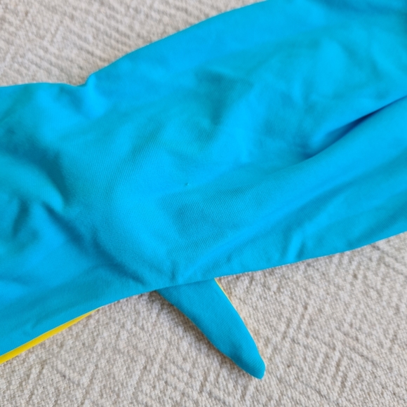 She strapless bikini blue, pink & yellow, reversible size 8 Y2K vibes - Picture 6 of 12